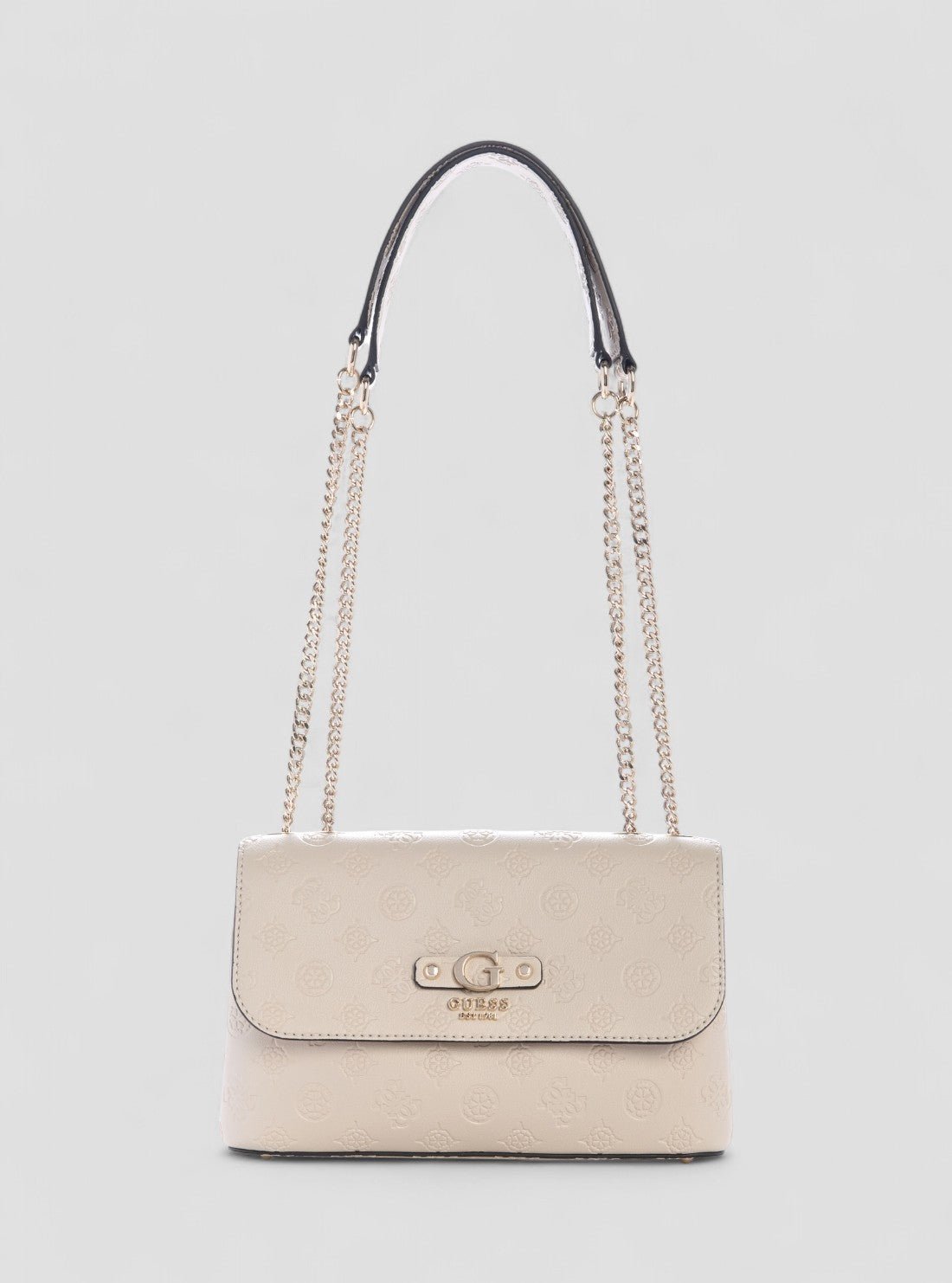 Beige logo dita convertible crossbody flap bag