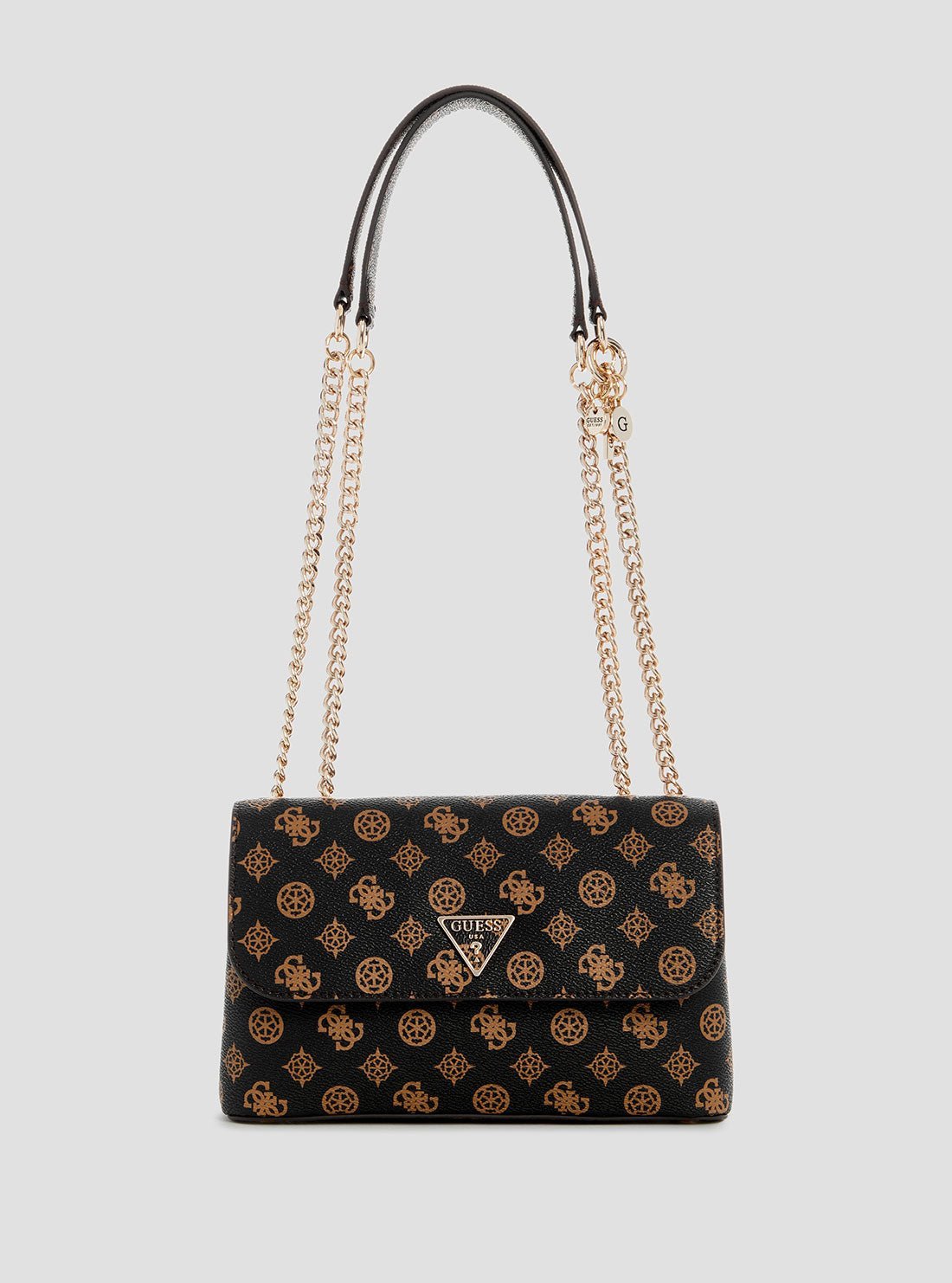 Brown logo daryna crossbody bag