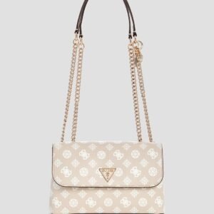 Beige logo daryna crossbody bag