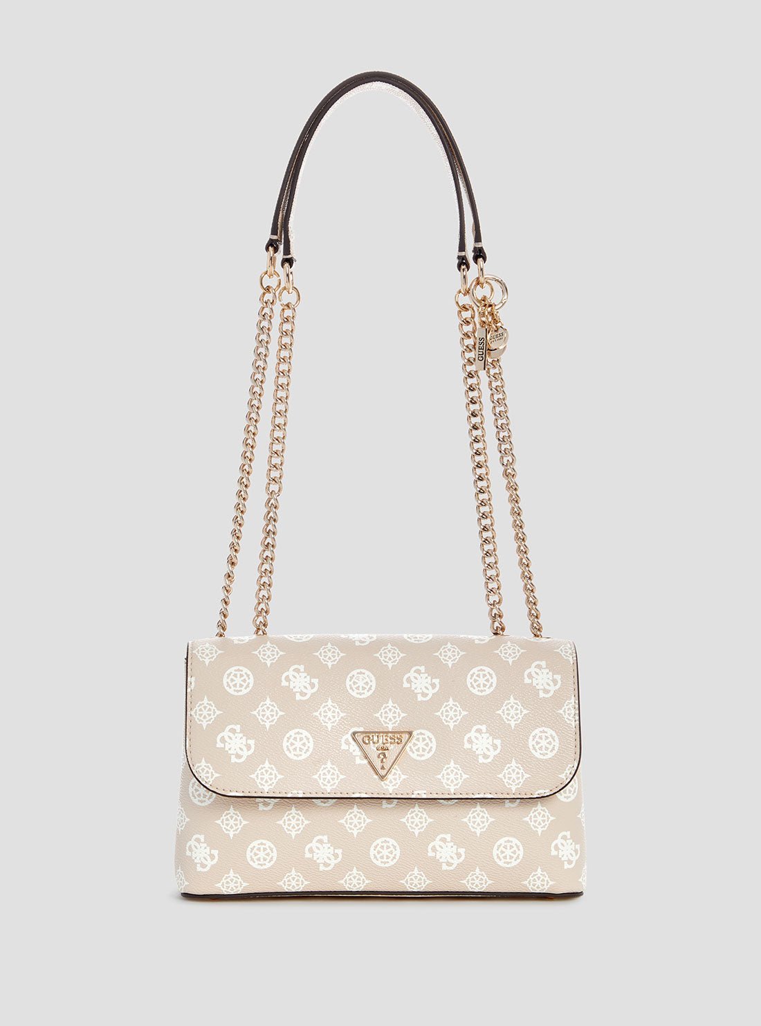 Beige logo daryna crossbody bag