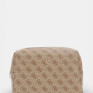 Brown logo zamira top zip bag