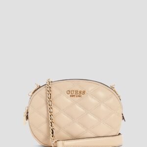Beige tamsin double zip crossbody bag