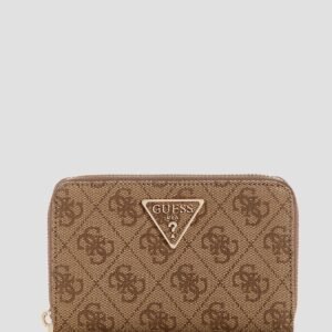 Brown logo laurel medium zip around wallet