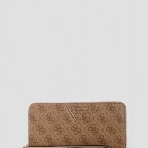 Brown logo laurel large zip around wallet