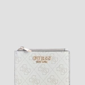 White logo laurel credit card case
