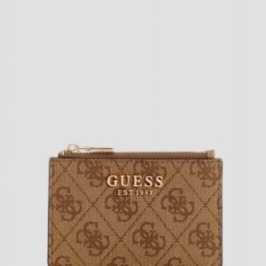 Brown logo laurel credit card case