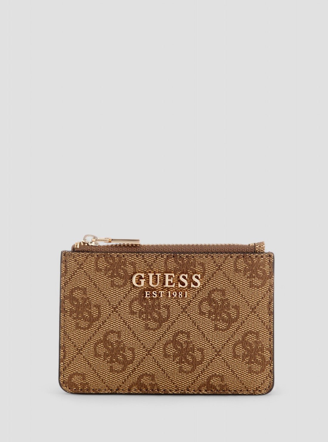 Brown logo laurel credit card case