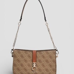 Brown logo zamira top zip shoulder bag