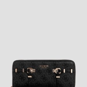 Black logo leona large zip-around wallet