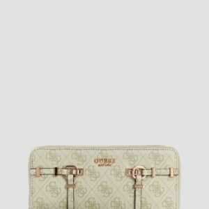 Green logo leona large zip-around wallet