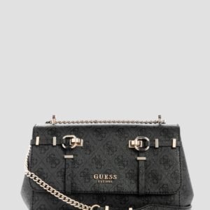 Black logo leona convertible crossbody flap bag
