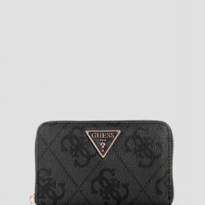 Black logo laurel medium zip around wallet