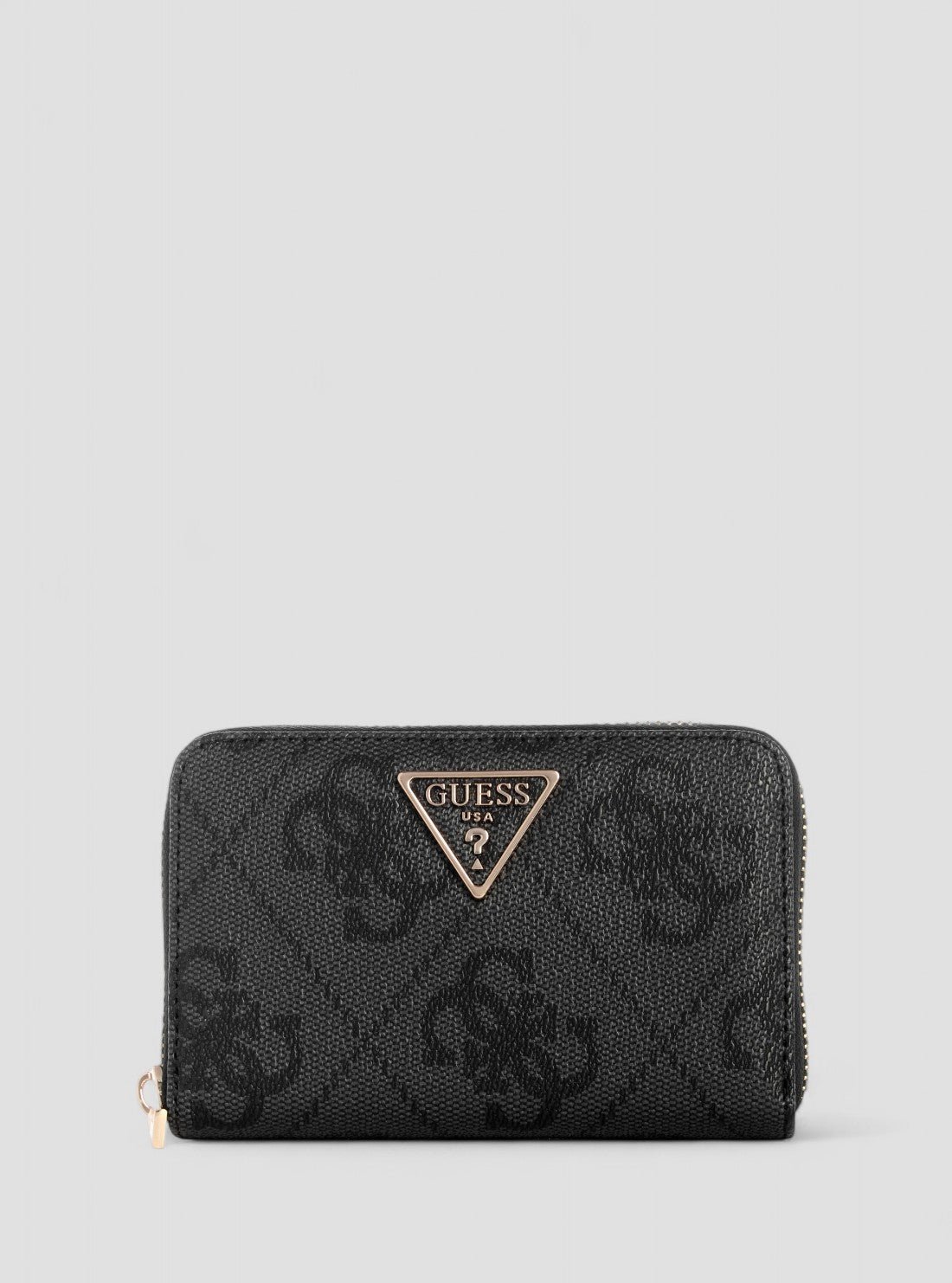 Black logo laurel medium zip around wallet