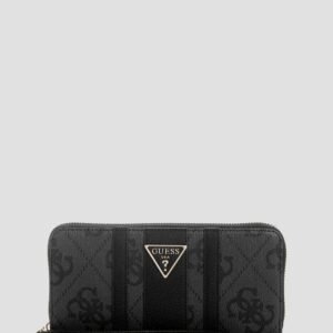 Black logo laurel ii large zip around wallet