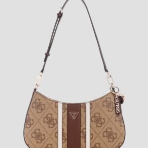 Brown logo noelle ii top zip shoulder bag
