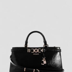 Black cirene triple compartment satchel bag
