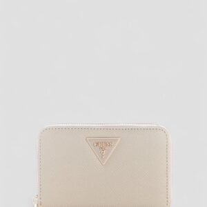 Beige laurel medium zip around wallet