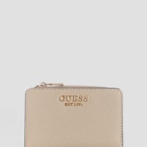 Beige laurel zip around card case