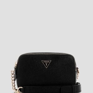 Black noelle double zip camera crossbody bag