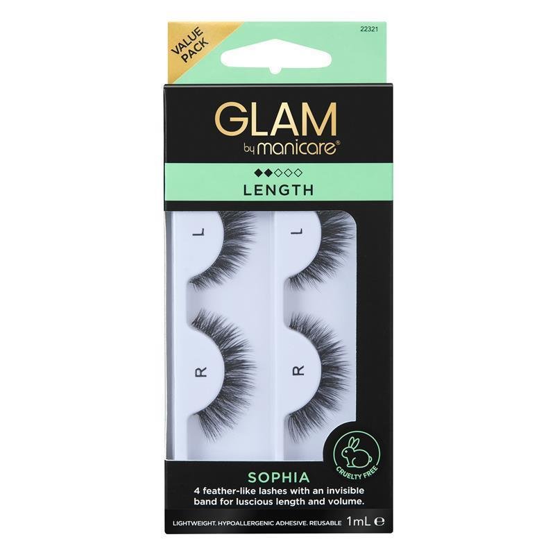 Glam By Manicare Sophia Lashes 2 Pack Length