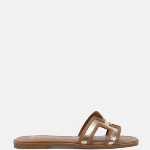 SACHIE TAN/GOLD Flat Sandals