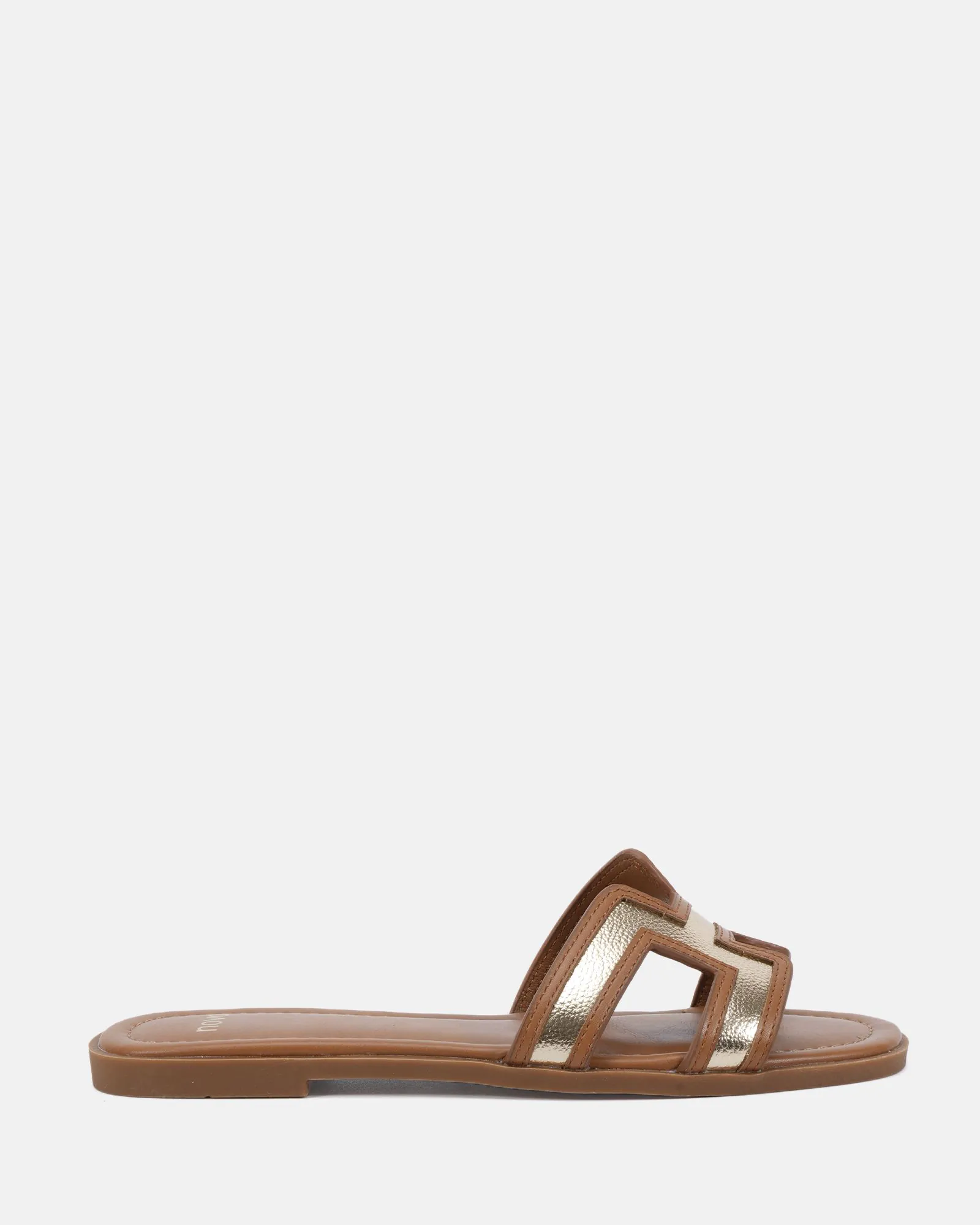 SACHIE TAN/GOLD Flat Sandals