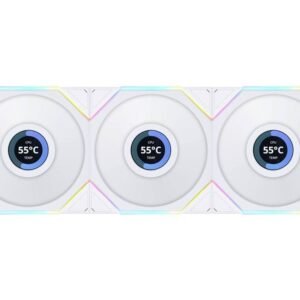 Lian Li UNI FAN TL LCD 120mm ARGB Fan – White (3-Pack w/ Controller)