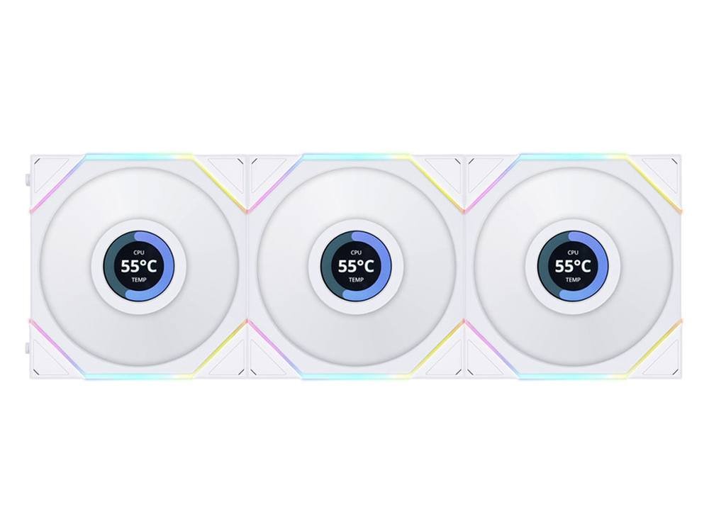 Lian Li UNI FAN TL LCD 120mm ARGB Fan - White (3-Pack w/ Controller)
