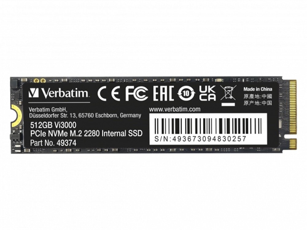 Verbatim Vi3000 512GB PCIe Gen3 NVMe M.2 2280 SSD