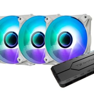 DarkFlash Infinity 8 120mm PWM A-RGB Case Fan with Controller 5V 3pin Header – White (3-Pack)