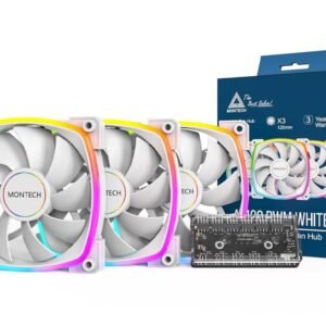 Montech AX120 PWM ARGB 120mm Fan – White (3-Pack)