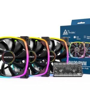 Montech AX120 PWM ARGB 120mm Fan – Black (3-Pack)