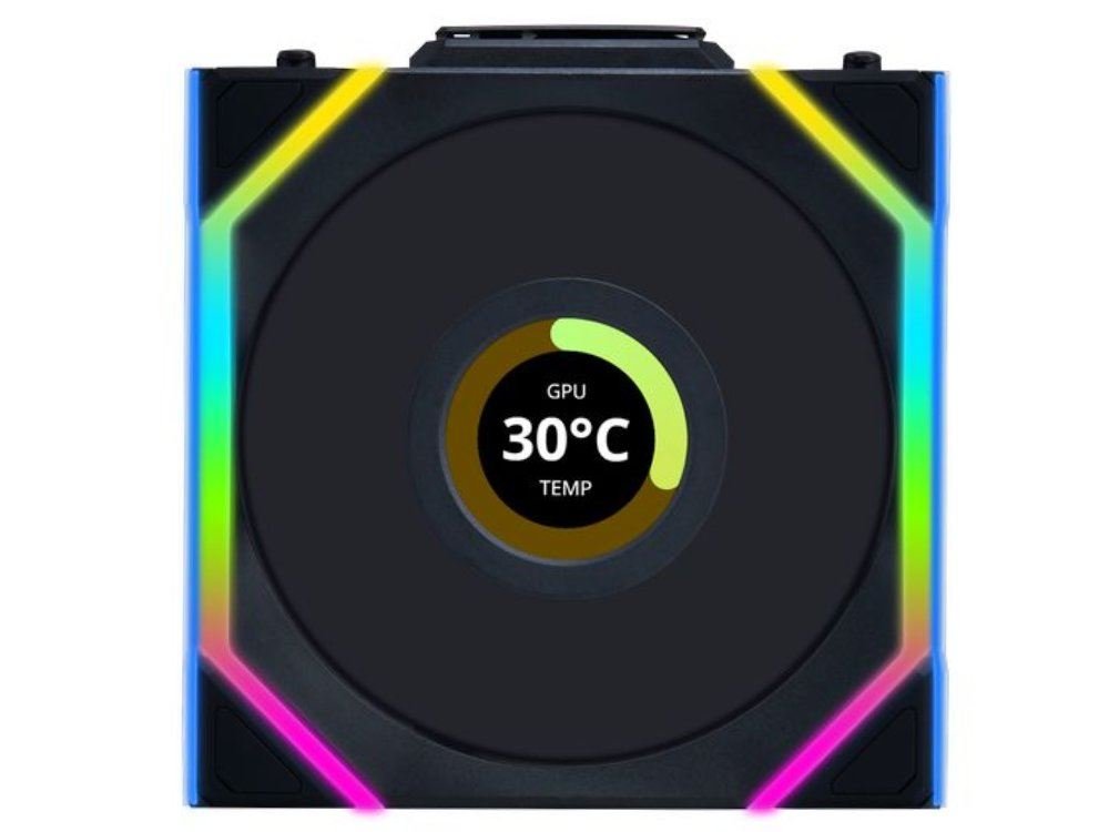 Lian Li Uni Fan SL Wireless LCD 120mm ARGB PWM Fan - Black (1-Pack)