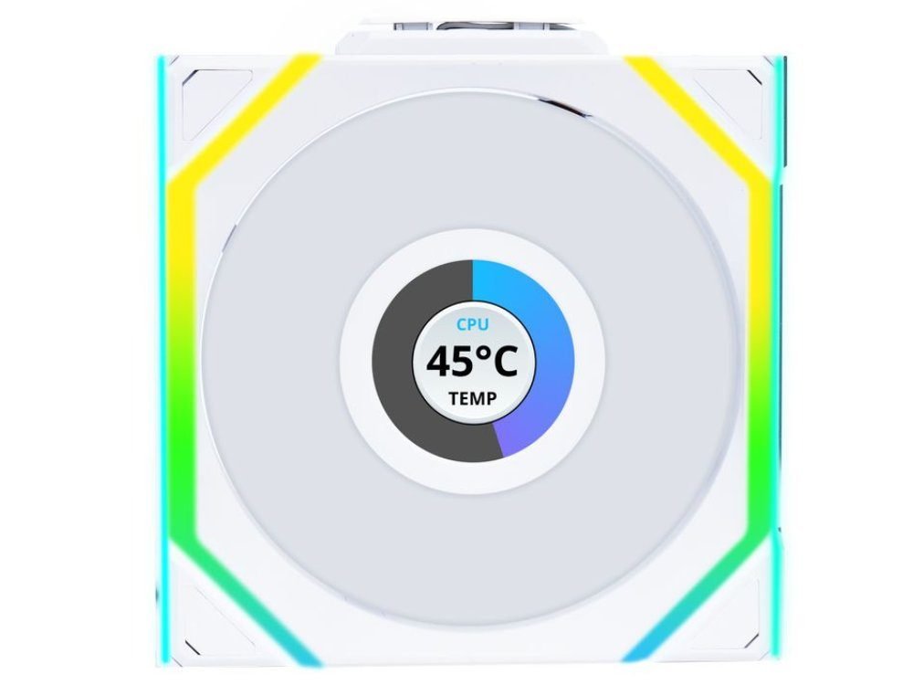 Lian Li Uni Fan SL Wireless LCD 120mm ARGB PWM Fan - White (1-Pack)