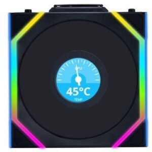 Lian Li Uni Fan SL Wireless LCD 120mm ARGB PWM Reverse Blade Fan – Black (1-Pack)