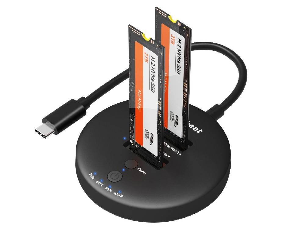 MBeat H3 USB 3.2 Gen2×2 20Gbps Dual M.2 NVMe SSD Dock with Clone Duplicator