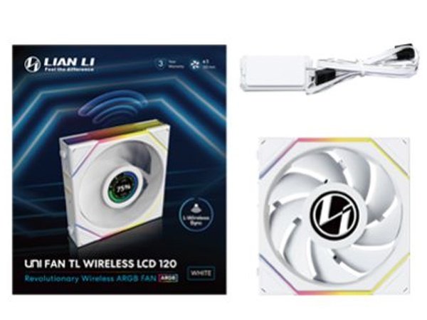 Lian Li Uni Fan TL120 LCD Wireless ARGB 120mm Fan - White (1-Pack)