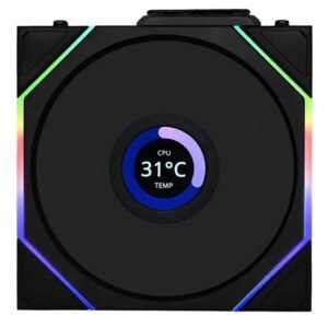 Lian Li Uni Fan TL120 LCD Reverse Blade Wireless ARGB 120mm Fan – Black (1-Pack)