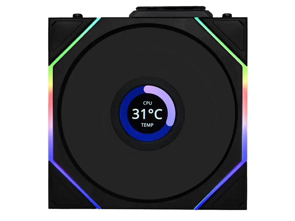 Lian Li Uni Fan TL120 LCD Reverse Blade Wireless ARGB 120mm Fan - Black (1-Pack)