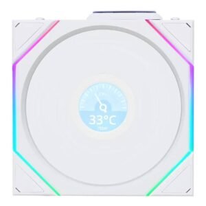 Lian Li Uni Fan TL120 LCD Reverse Blade Wireless ARGB 120mm Fan – White (1-Pack)