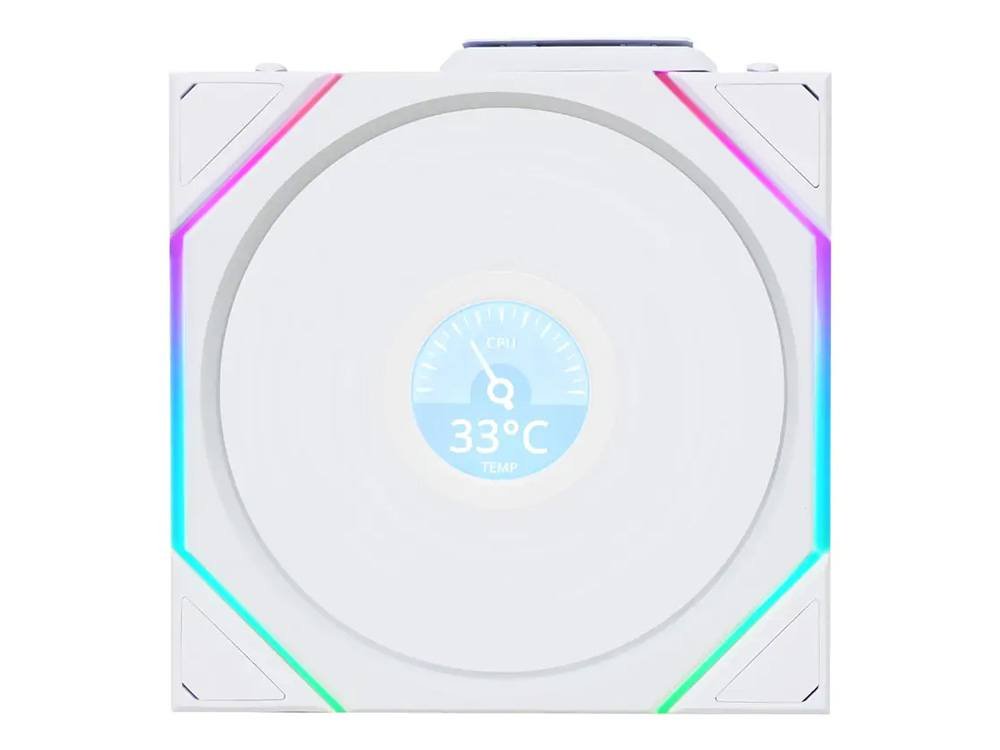 Lian Li Uni Fan TL120 LCD Reverse Blade Wireless ARGB 120mm Fan - White (1-Pack)