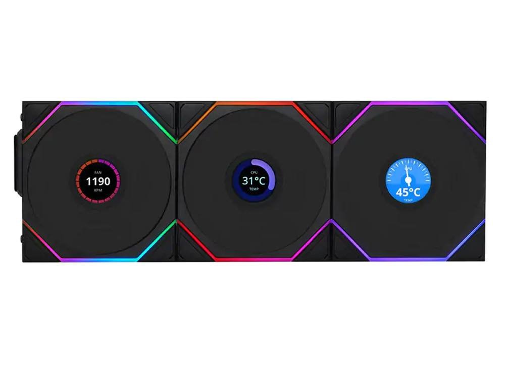 Lian Li Uni Fan TL120 LCD Wireless ARGB 120mm Fan - Black (3-Pack)