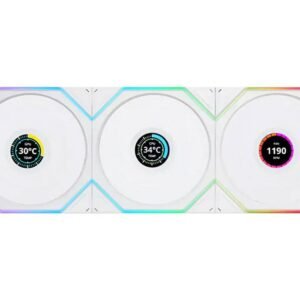 Lian Li Uni Fan TL120 LCD Wireless ARGB 120mm Fan – White (3-Pack)