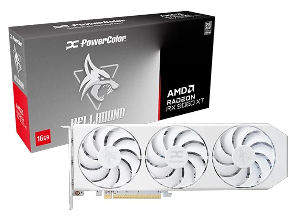 PowerColor Hellhound Radeon RX 9060 XT White OC 16GB GDDR6 Graphics Card