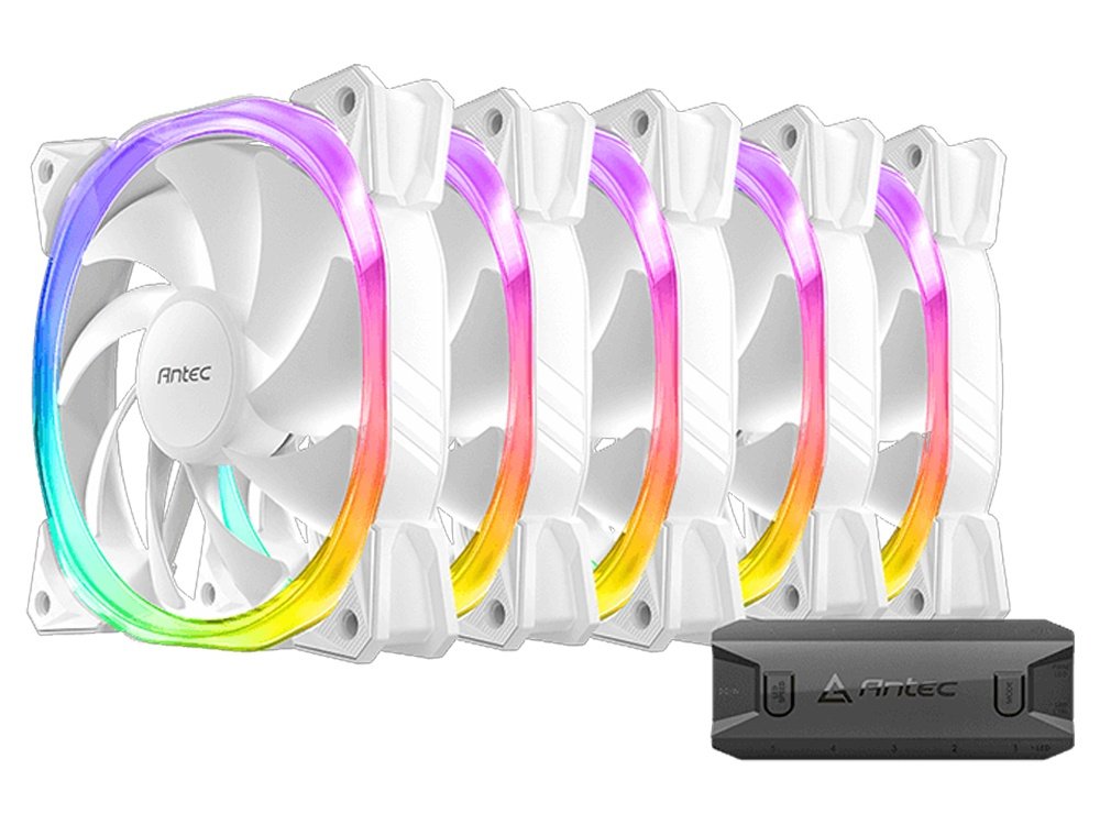 Antec Fusion 120mm ARGB Fans with ARGB Controller - White (5-Pack)