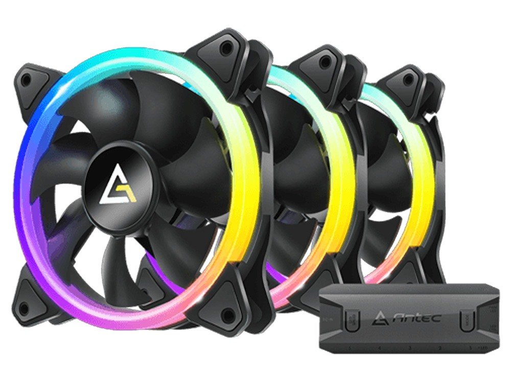 Antec Neon 12 ARGB PWM 120mm Case Fan with ARGB Controller (3-Pack)