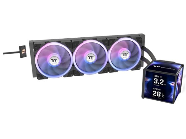 Thermaltake MINECUBE 360 Ultra ARGB 3.95" Quad-LCD Cube Display All-In-One Liquid CPU Cooler - Black