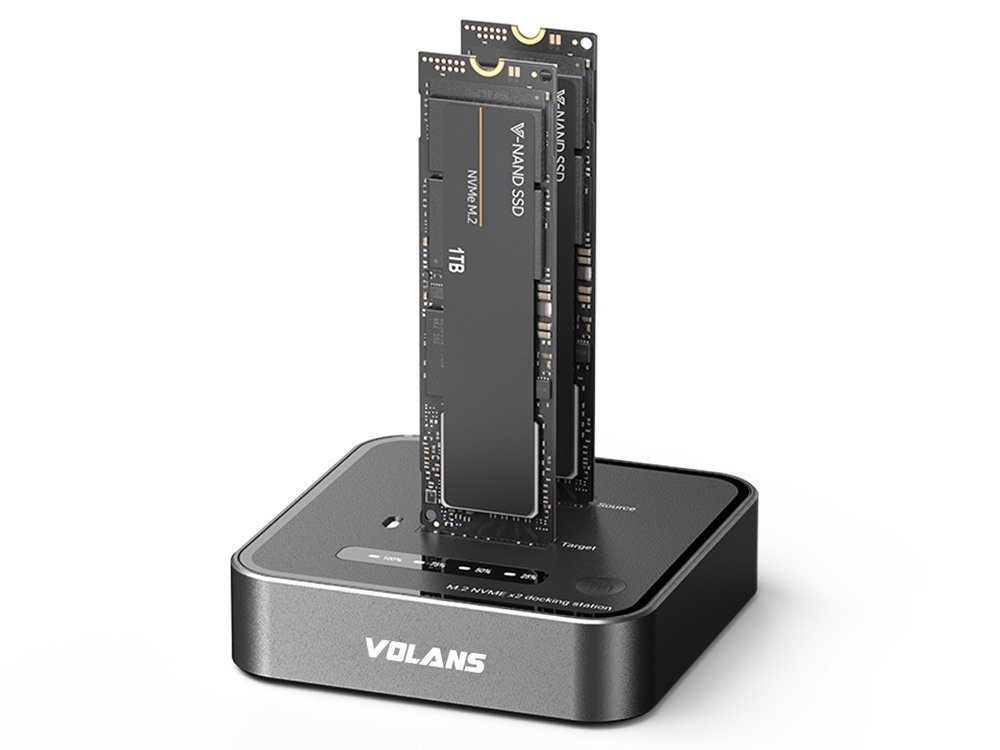 Volans VL-UCM2DS-S Aluminium 2-Bay USB-C M.2 NVMe PCI-E SSD Docking Station with Clone
