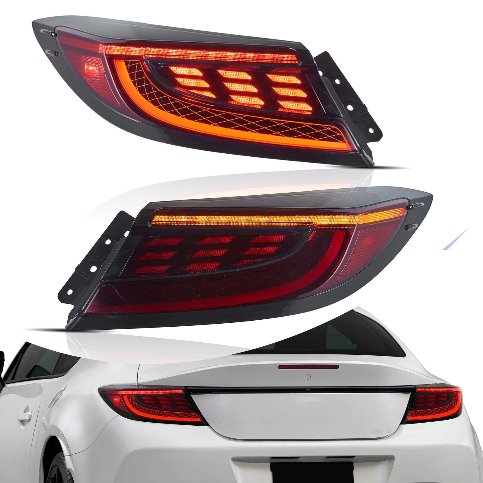 VLAND Red Lens LED Tail lights Assembly For Toyota GR86 Subaru BRZ 2022-2024