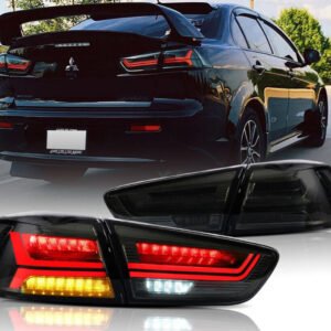 VLAND Smoked LED Tail lights For 2008-2017 Mitsubishi Lancer EVO Sedan Rear Lamp